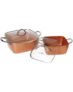 Copper Chef 4 Pcs Square Deep Dish Pan, 20 & 27cm, 540-900129