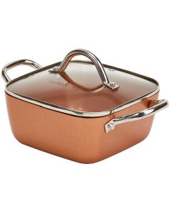 Copper Chef Square Deep Dish With Lid, 8 Inch, 540-900124