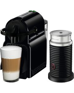 Nespresso Inissia Black Coffee Machine + Aeroccino Milk Frother, D40BU-BK