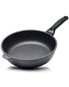 Risoli Deep Frypan Granito Hard Stone with Black Handle, 24 cm, 00104GR/24HS