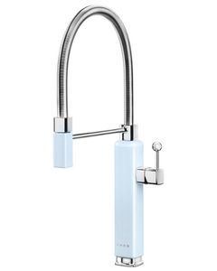 Smeg Semi-professional Single Lever kitchen tap, 50's Style Aesthetic, Pastel Blue, MDF50PB