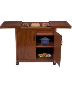 Wolf Power 3 Dish Food Warmer Trolley with Slide Cover, Mahogany, WPS6232DB